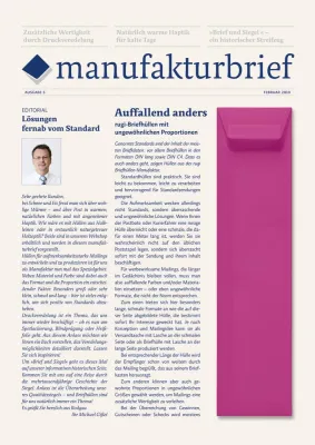 Bild: manufakturbrief 01/10: über Hüllen in Sonderformaten, »Brief und Siegel« sowie Druckveredelung