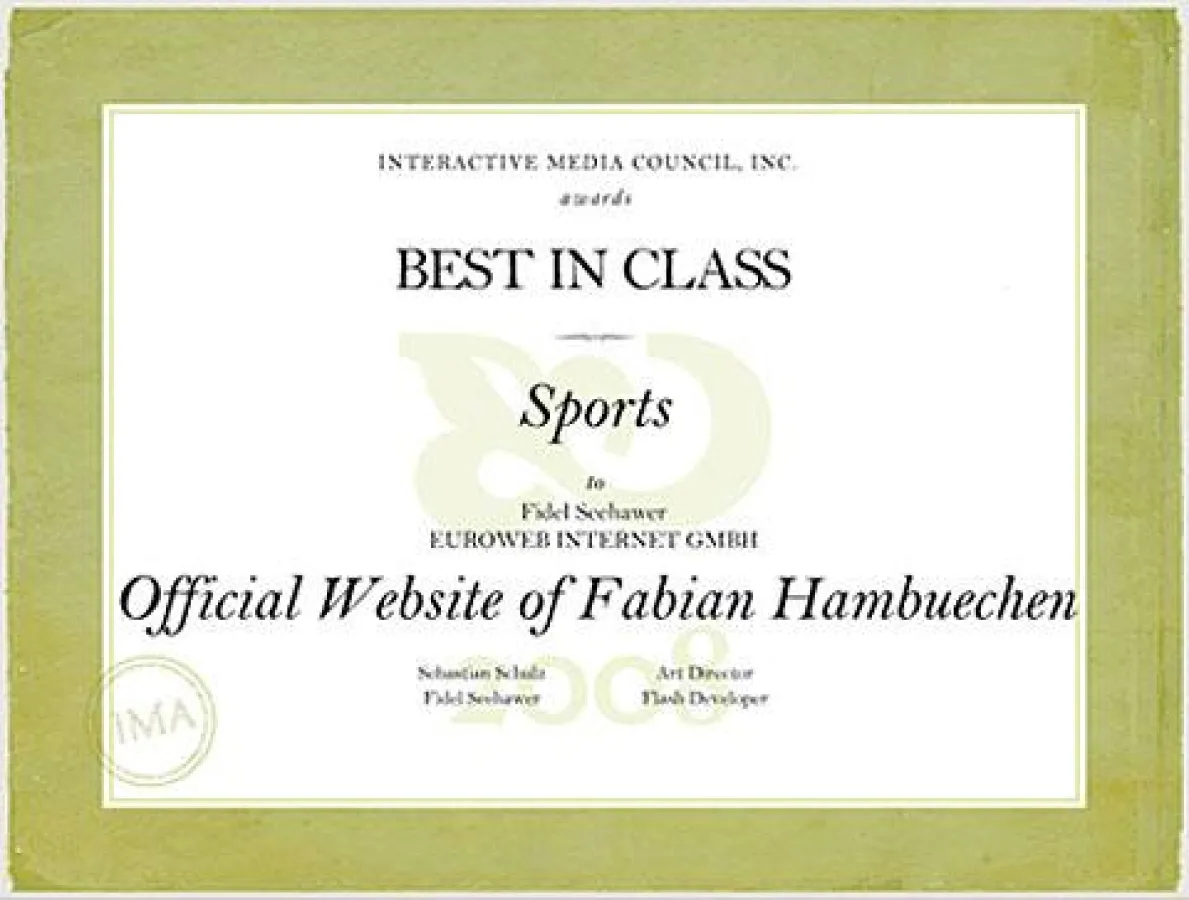 Urkunde für Euroweb Internet GmbH