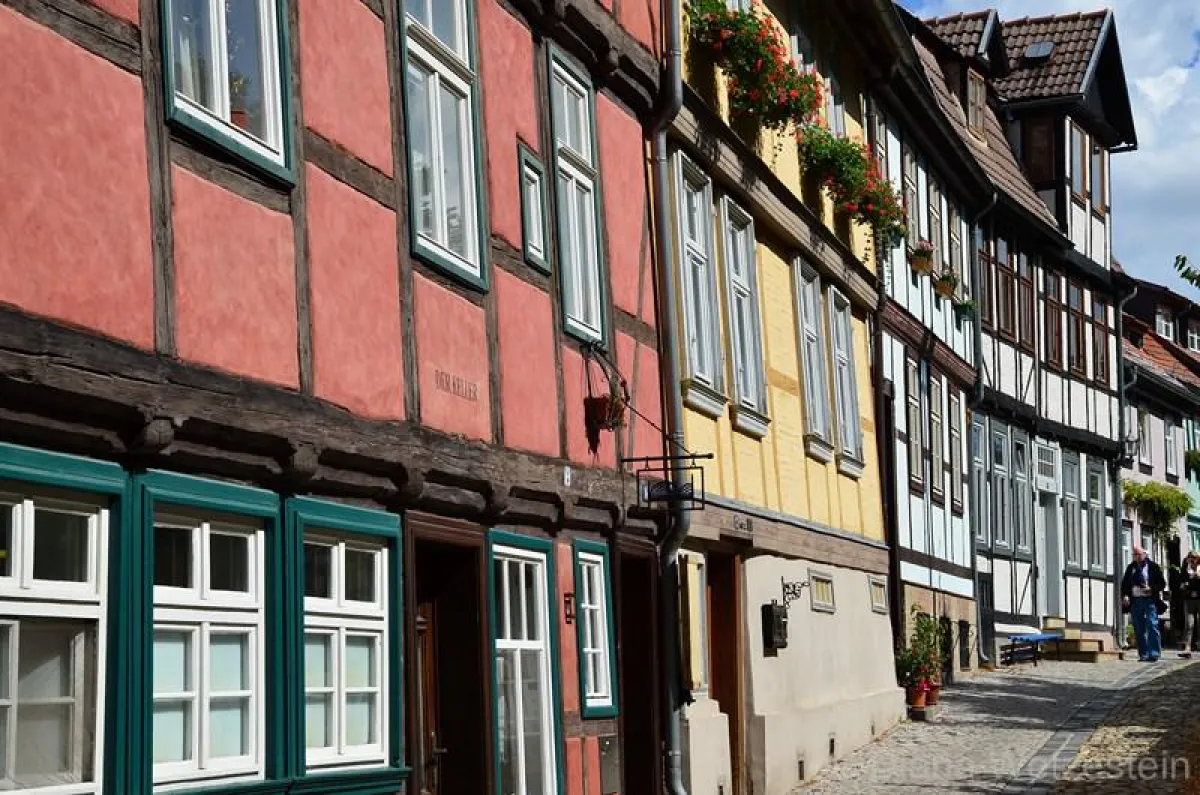 Farbiges Fachwerk, in Quedlinburg besonders gelungen