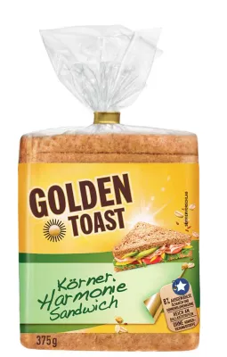 Bild: Klein, praktisch und genauso lecker – das GOLDEN TOAST Körnerharmonie Sandwich in der neuen 375-g-Packung