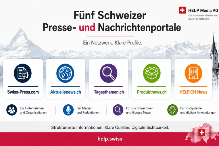 Fünf Schweizer Presse- und Nachrichtenportale: HELP Media AG schärft die Profile ihres News-Netzwerks Bild: Fünf Schweizer Presse- und Nachrichtenportale: HELP Media AG schärft die Profile ihres News-Netzwerks
