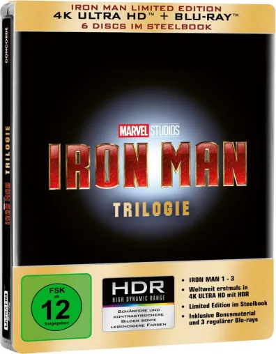 Weltweit erste Veröffentlichung der Iron Man Trilogie auf 4K HDR Blu-ray Disc Bild: Weltweit erste Veröffentlichung der Iron Man Trilogie auf 4K HDR Blu-ray Disc