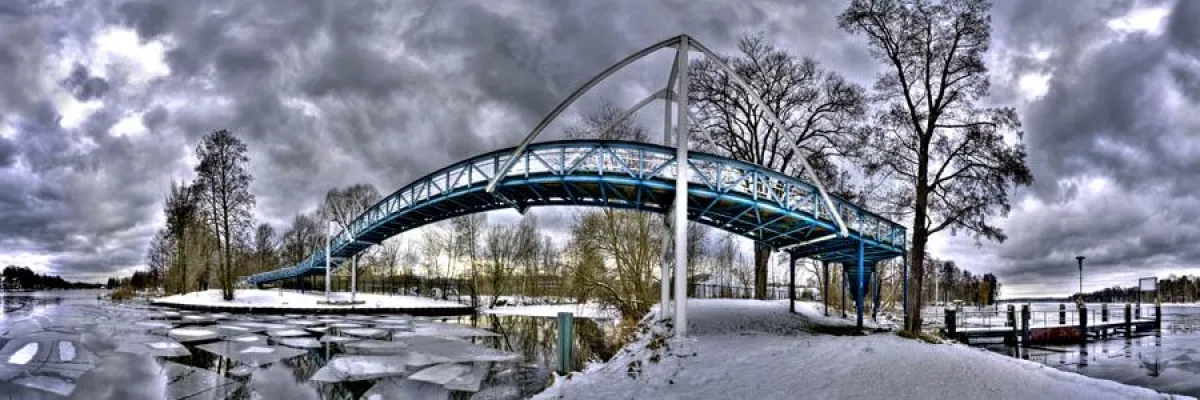Panoramfoto vom Oberhavelsteg in Spandau an der Havel