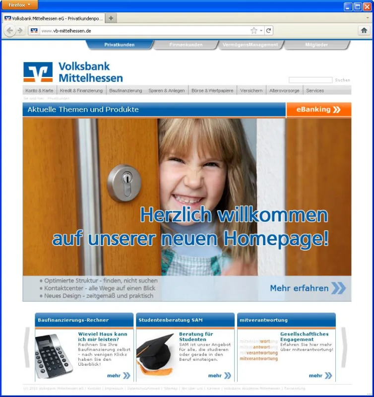 Neue Webseite der Volksbank Mittelhessen eG