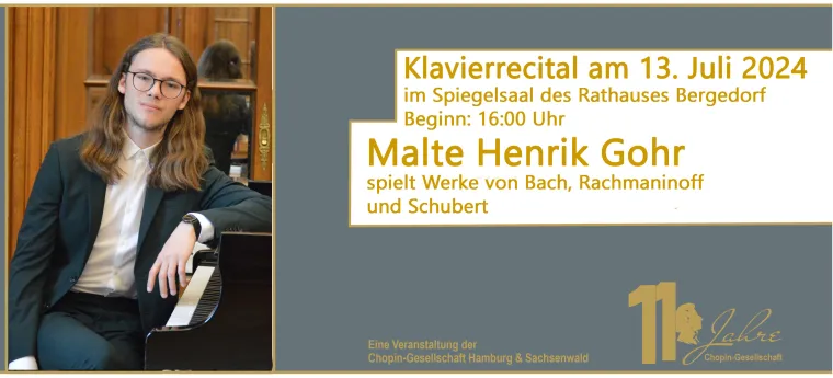 Klavierrecital mit Malte Henrik Gohr Bild: Klavierrecital mit Malte Henrik Gohr
