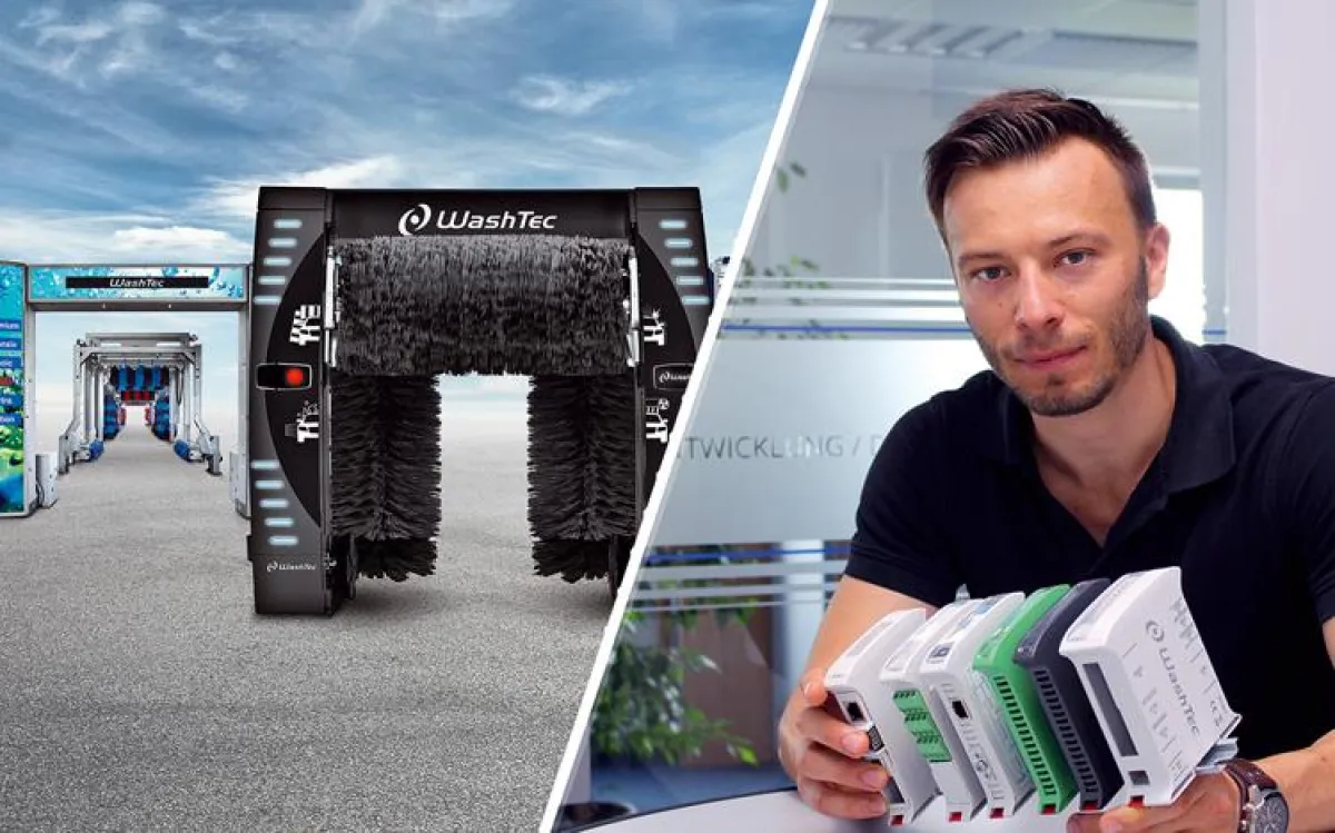 Jan Lippstreu mit Gehäusen für WashTec