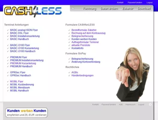 Bild: Online-Portal für ec-Terminal-Kunden von CASHforLESS