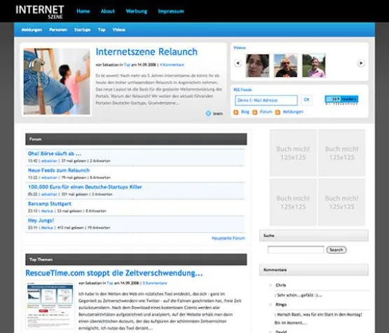 Bild: Relaunch - Internetszene.de startet als Startup & Web Business Portal durch