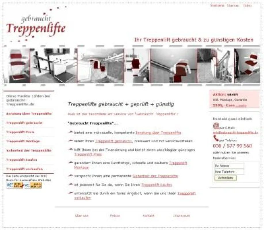 Webseite www.gebraucht-treppenlifte.de