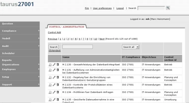 Bild: IT-Compliance Tool zur Unterstützung von "EuroSOX", ISO 20000 und ISO 27001