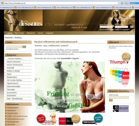 Markendessous im Internet Bild: Markendessous im Internet