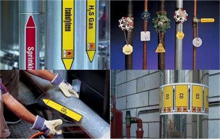 Bild: Rohrmarkierer und Rohrmarkierung nach DIN 2403 und EU-Richtlinien