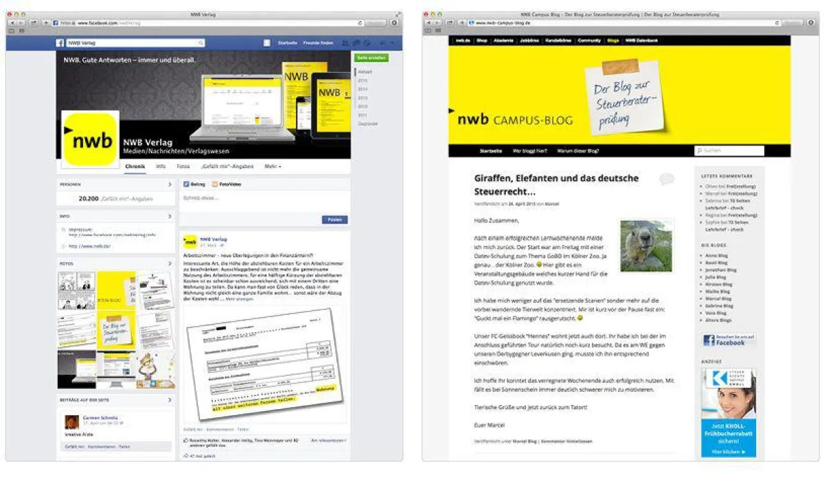 NWB Verlag Social Media Auftritt