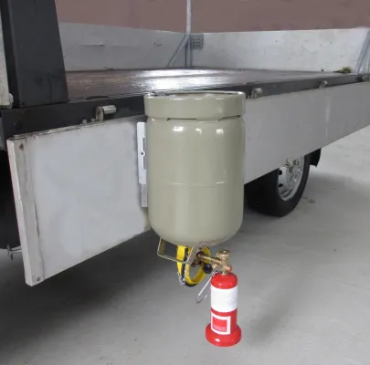 Bild: Patentierte Neuheit bei PERKEO: T.RAX Transport- und Umfüllsystem für Propangas-Flaschen