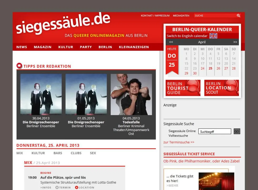 Relaunch siegessäule.de realisiert von Bei Freunden