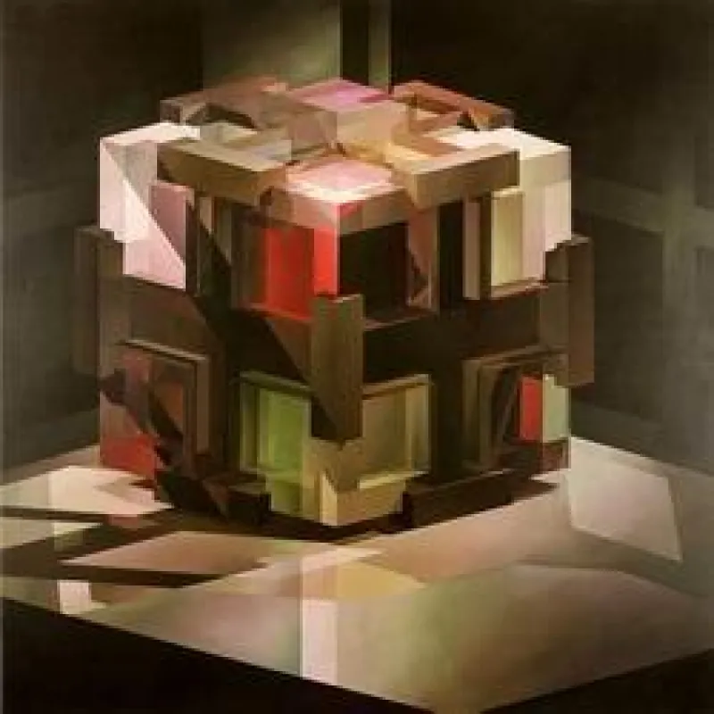Würfelkreuz im Raum, 2009, Öl und Acryl auf LW, 200 x 200 cm