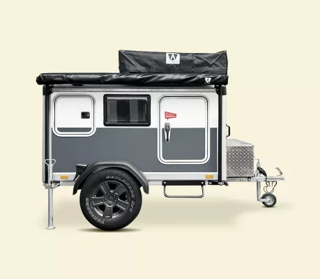 Bild: Der Microcaravan CUBE 1 feiert Weltpremiere  unter dem Motto " Mehr Micro geht nicht".