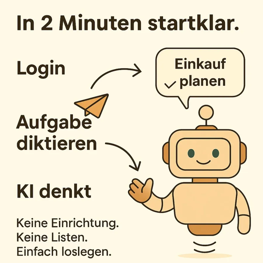 Daylift 2.0: Aufgabe diktieren, KI plant – ganz ohne Listen oder Einrichtung.