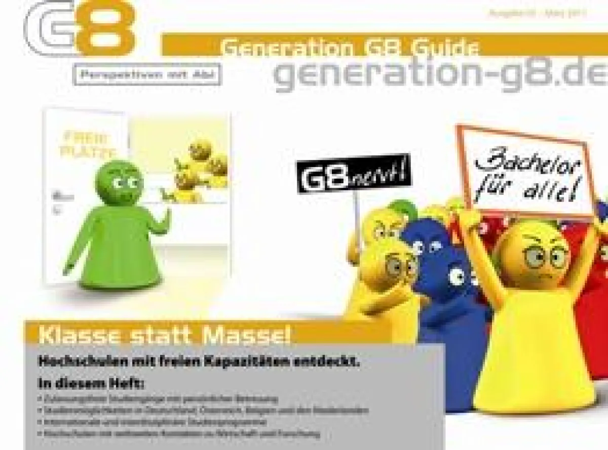 Der dritte G8 Guide zeigt freie Kapazitäten an deutschen und europäischen Hochschulen auf.
