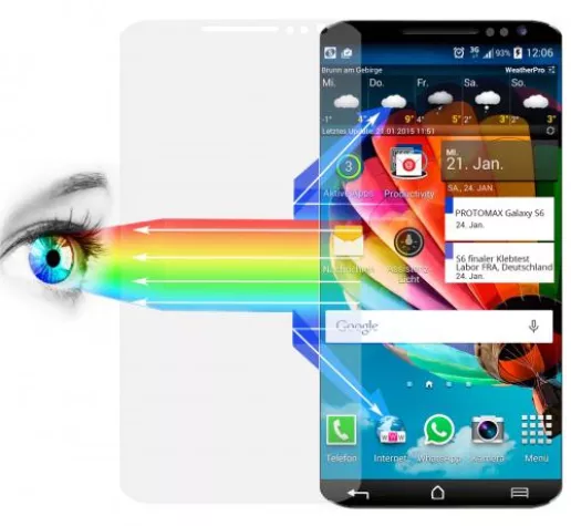 Bild: Samsung Galaxy S6 Panzerglas Displayschutzfolie mit Blaulichtfilter