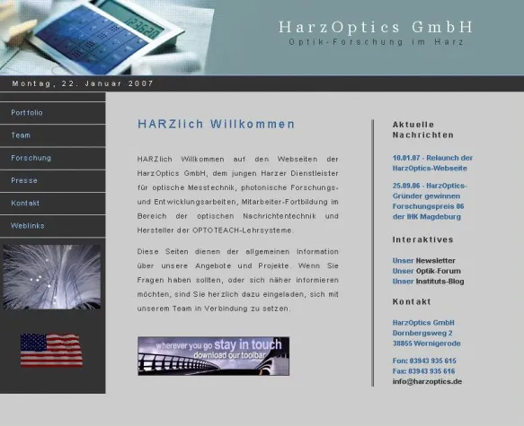 Onlineauftritt der HarzOptics GmbH startet mit neuen Angeboten Bild: Onlineauftritt der HarzOptics GmbH startet mit neuen Angeboten
