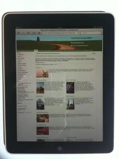 Maklerhomepage auf iPad getestet Bild: Maklerhomepage auf iPad getestet