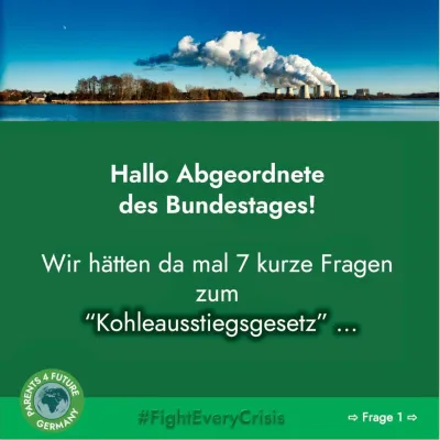 Bild: #ParentsForFutureGermany - Sieben Fragen zum "Kohleausstiegsgesetz"