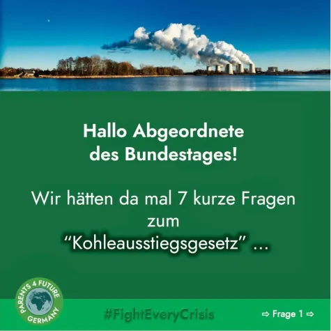 #ParentsForFutureGermany - Sieben Fragen zum "Kohleausstiegsgesetz" Bild: #ParentsForFutureGermany - Sieben Fragen zum "Kohleausstiegsgesetz"