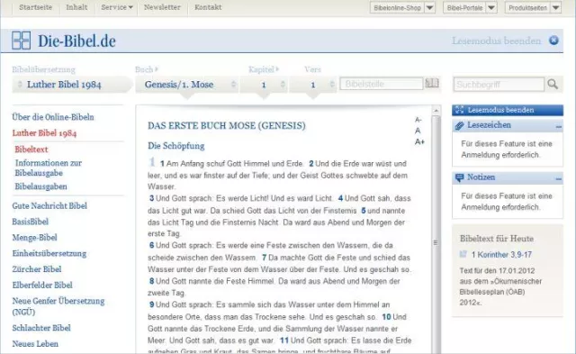 Bild: Komfortable Suche in elf Bibelübersetzungen