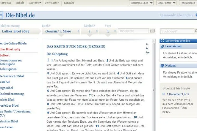 Komfortable Suche in elf Bibelübersetzungen Bild: Komfortable Suche in elf Bibelübersetzungen