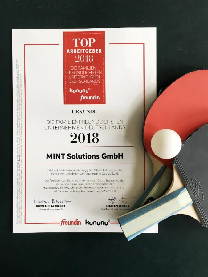 MINT Solutions wurde von freundin und kununu ausgezeichnet