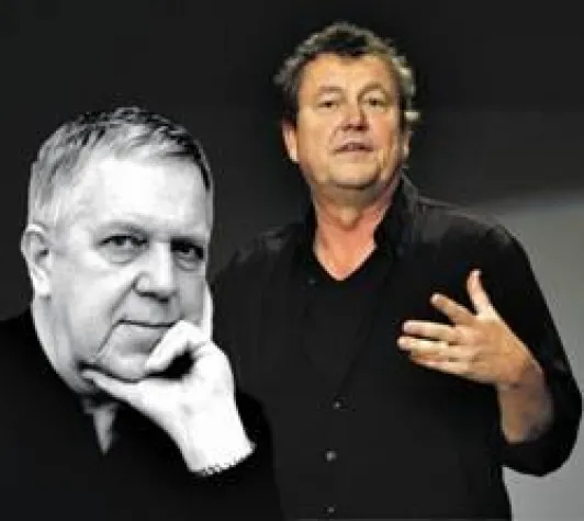 Bild: Lutz Görner mit Robert Gernhardt auf Deutschland-Tournee