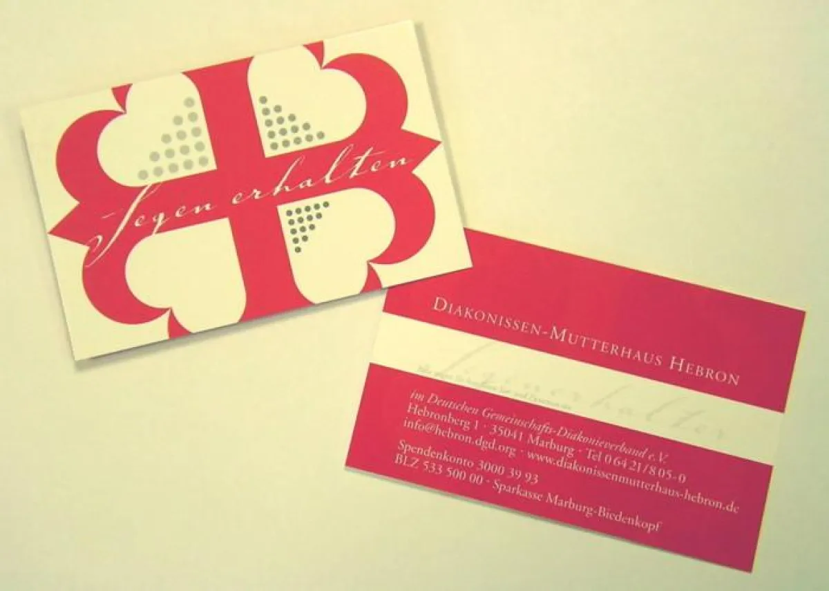 Jeder Spender erhält die Spenderkarte des Diakonissen-Mutterhauses Hebron