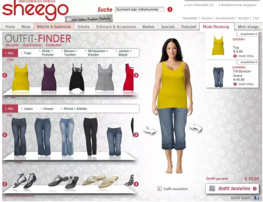 Bild: Umfassende Beratung bei sheego.de - Meyle+Müller kombiniert Outfit-Finder mit facebook