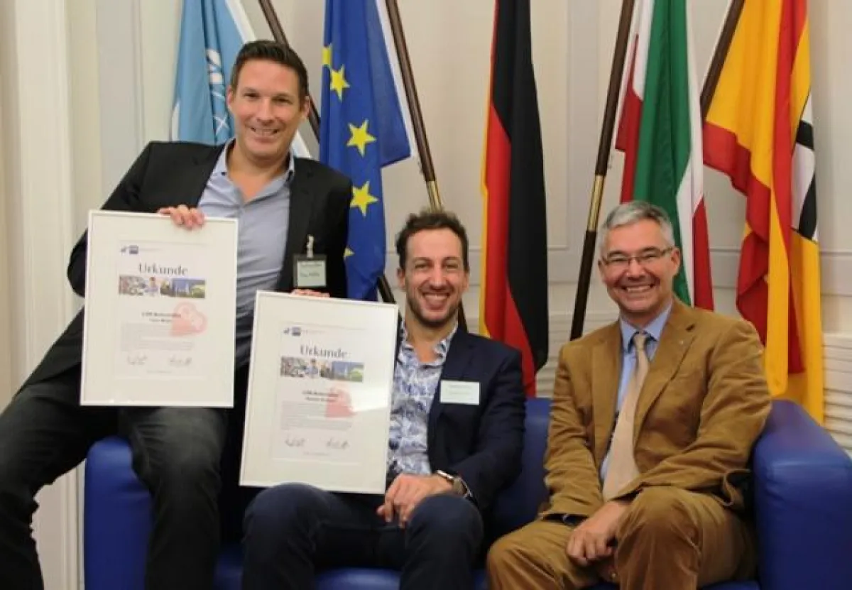 CSR-Botschafter T. Müller und S. Krönert mit M. Pieck, IHK Bonn (v.l.n.r.)