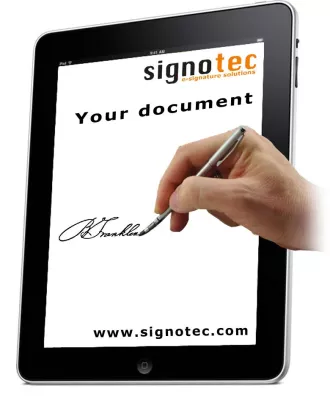 Bild: Auf dem Tablet handschriftlich unterschreiben mit neuer Lösung von signotec