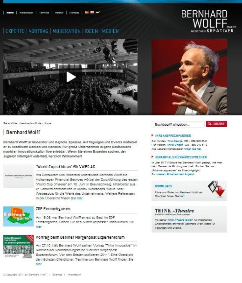 Die neue Webseite von Autor, Moderator und Kreativ-Profi Bernhard Wolff gibt es vorwärts und rückwärts