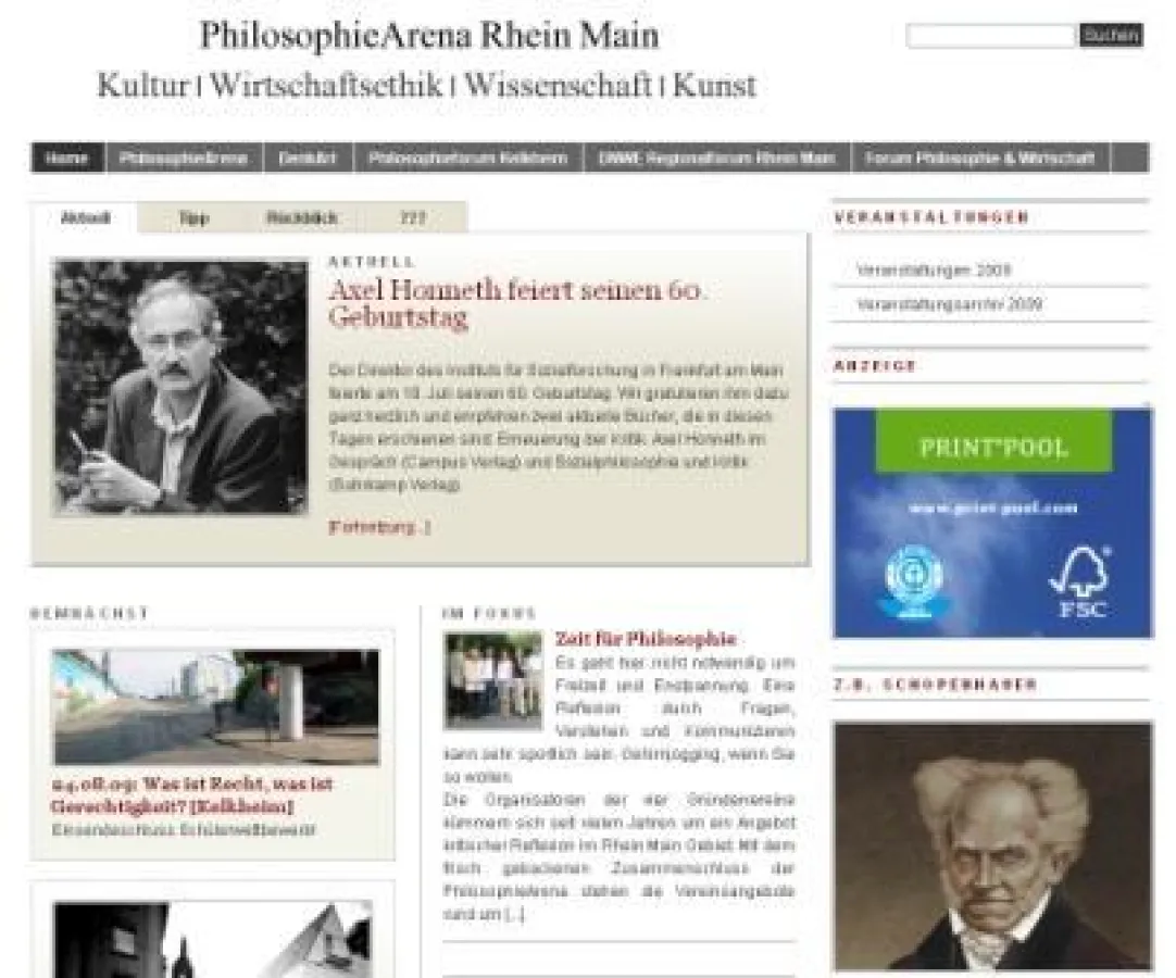 Webseite der PhilosophieArena
