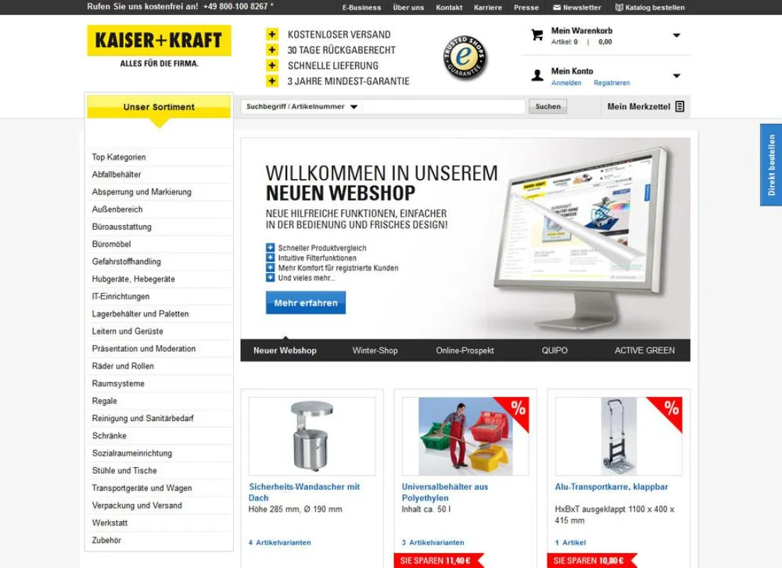 Der überarbeitete Webshop von KAISER+KRAFT mit vielen neuen Funktionen