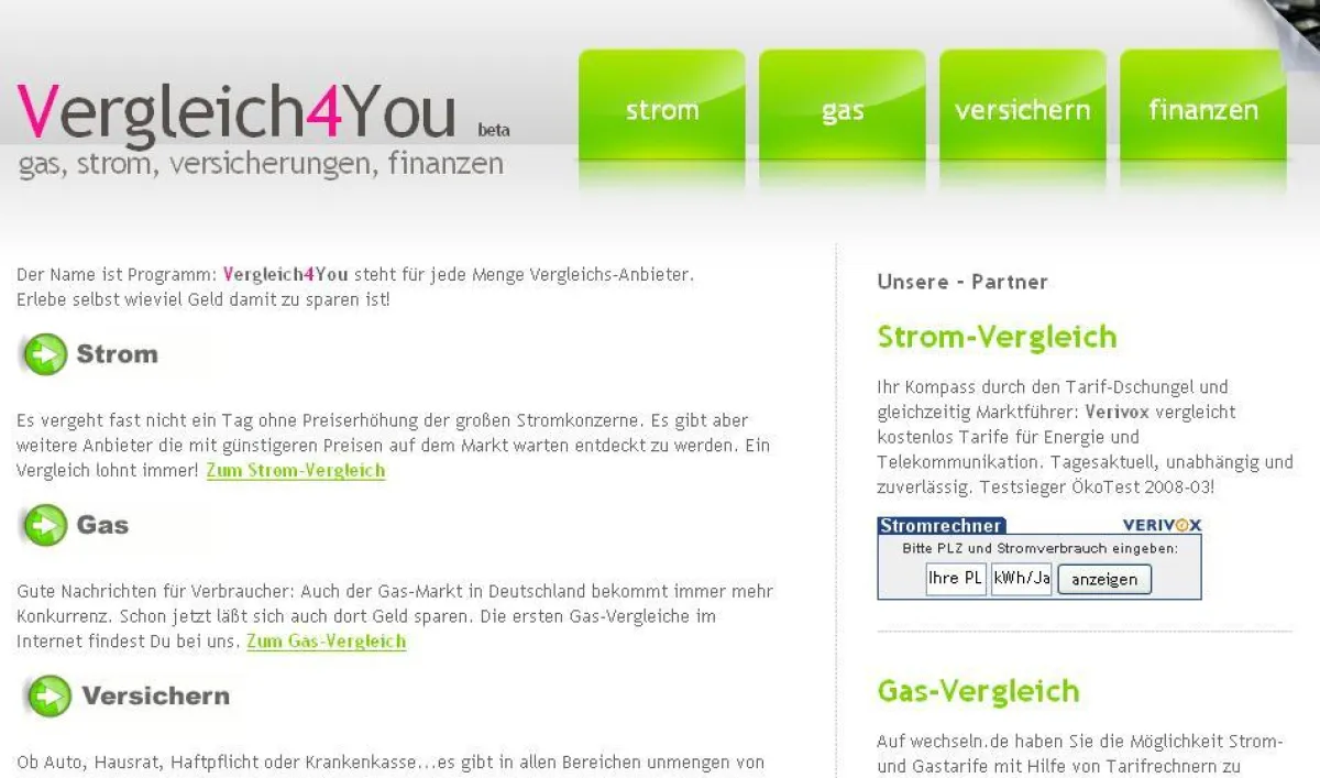 Screenshot vergleich4you.de