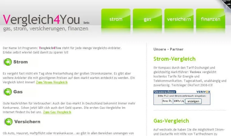 Bild: Der Name ist Programm - Vergleich4You steht für jede Menge Vergleichs-Anbieter