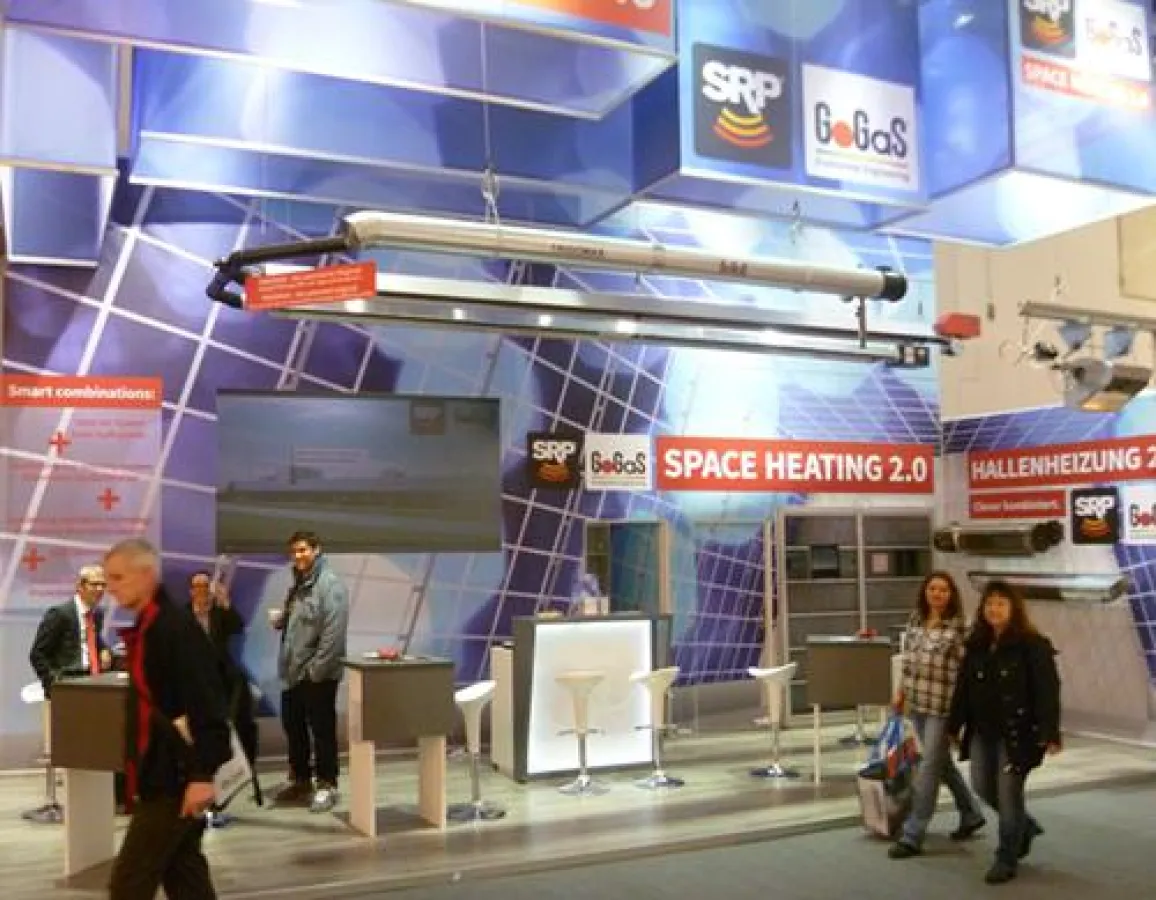 Dezentrale Hallenheizung von GoGaS auf der ISH 2015