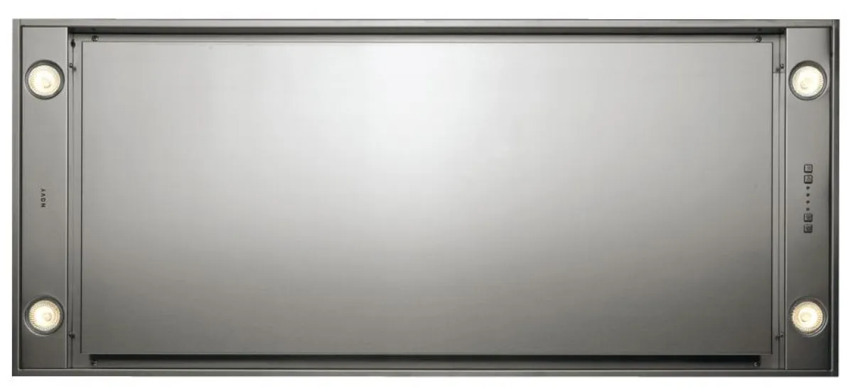 Auch in weiß: die Novy Deckenhaube High'line zum Einbau in die Küchendecke. Der Kochdunst steigt nach oben und wird von der Dunsth