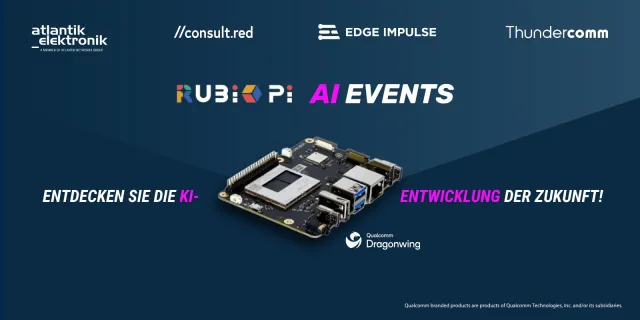 Bild: Atlantik Elektronik GmbH: Interaktive RUBIK Pi AI Events mit Consult Red, Edge Impulse und Thundercomm