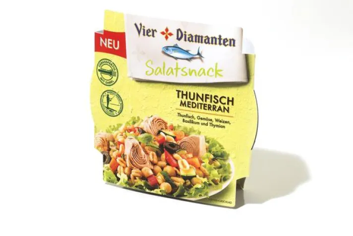 Bild: Neu: Vier Diamanten präsentiert: Salatsnacks mit Thunfisch in drei Varianten