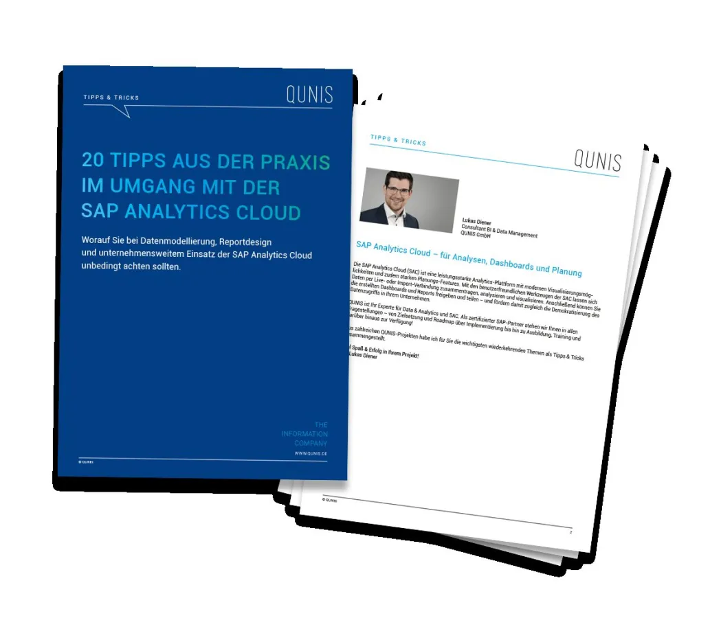 QUNIS Checkliste „20 Tipps aus der Praxis im Umgang mit der SAP Analytics Cloud“ (© QUNIS GmbH)