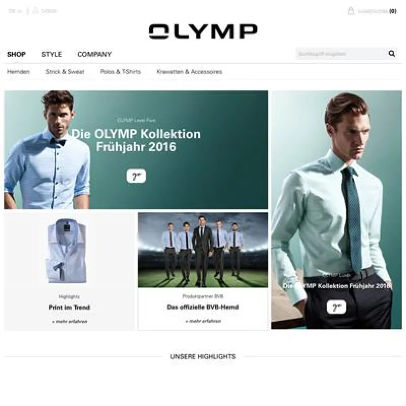 OLYMP Online-Shop Startseite