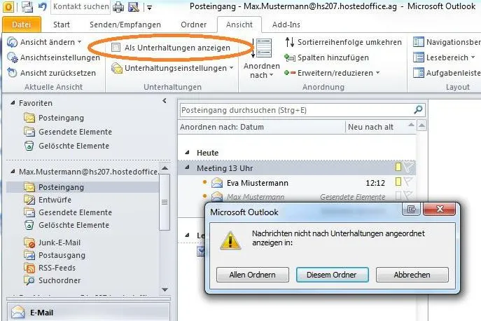 Bild: Wie kann ich viele Outlook-Nachrichten zu einem Thema gruppieren? - Der QualityHosting-Outlook-Tipp
