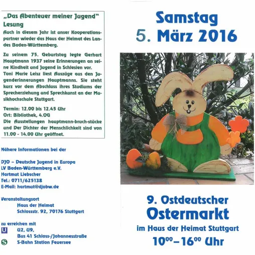 9. Ostdeutscher Ostermarkt im Haus der Heimat Stuttgart Bild: 9. Ostdeutscher Ostermarkt im Haus der Heimat Stuttgart