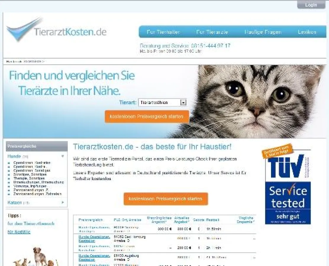 Screenshot tierarztkosten.de